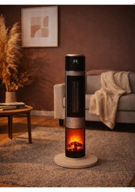 Resim Hoogar German Hg-whıo White Oval Seri Oled Şömineli Ekran Dijital Kule Tipi Seramik Hızlı Isıtıcı 