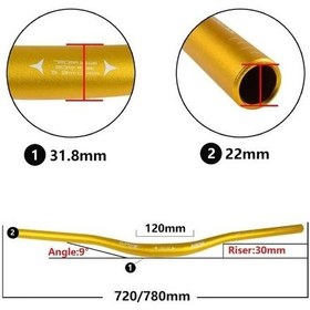 Resim Wake Alüminyum 31.8 780 Mm Riser Mtb Gidon Bisiklet Gidonu Gold Sarı 