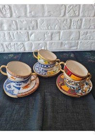 Resim Konyax 12 Parçalık Çay Fincanı Karma Çok Renkli 
