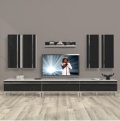 Resim Decoraktiv Eko 8d Mdf Krom Ayaklı Tv Ünitesi Tv Sehpası - Beyaz - Siyah 