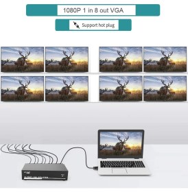 Resim 8 Port VGA Splitter Adaptör Destekli VGA Görüntü Çoklayıcı 15 Pin 8li VGA Çoğaltıcı 1 In 8 Out 