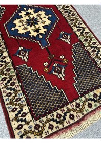 Resim El Dokuma Sıfır Yahyalı Yolluk 75x270 Lacivert Kırmızı Yün Halı Lacivert 