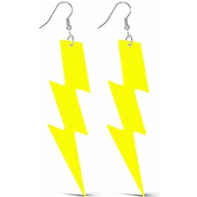 Resim 80 Ler 90&amp 39 Lar Retro Neon Sarı Şimşek Küpe 10 Cm - Elm-01-874153 