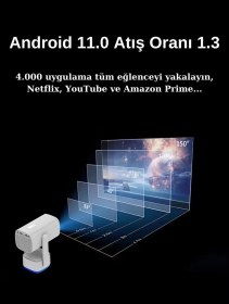 Resim K-2 Pro+ Taşınabilir Sinema Projektörü 4K Şarjlı Bluetooth Akıllı Projeksiyon 