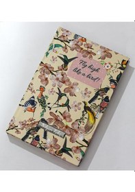 Resim Kişiye Özel Kuş Motifli Defter & 2'li Bambu Altlıklı Beyaz Türk Kahve Fincanı Hediye Seti 