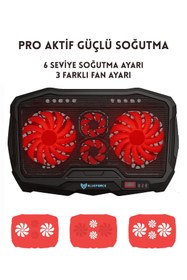 Resim Blueforce Speeder Sx-15 4 Adet Fanlı 9"-16" Inç Ledli Lcd Kontrol Panelli Standlı Notebook Laptop Soğutucu 