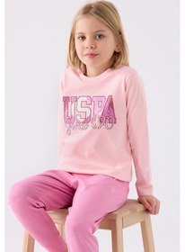 Resim U.s. Polo Assn. Kız Çocuk Pembe Uzun Kol Pijama Takım KREM 