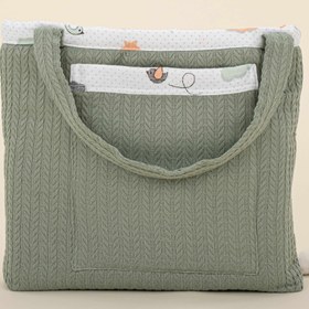 Resim Bebek Bakım Çantası - Koyu Yeşil Örgü - Kuş 