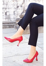 Resim Gdt Ayakkabı Kırmızı Rugan Kadeh Topuklu Kadın Stiletto 001 