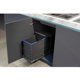 Resim P9157 Teleskopik Raylı Çöp Kovası 24lt Antrasit Antrasit - Gri 