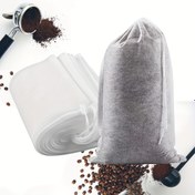 Resim 50 adet/100 adet, Buzlu Kahve Filtre Çantası, Çay, Yoğurt, Baharat, Bitkisel Süzgeç, Fermuarlı, 10cm*15cm 
