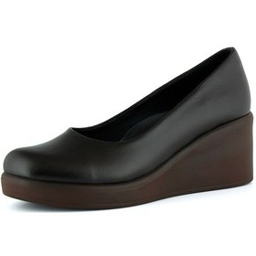 Resim Erkan Saçmacı Mabel Kahverengi Hakiki Dana Derisi Yuvarlak Burun Dolgu Topuklu Günlük Ayakkabı Kahverengi 