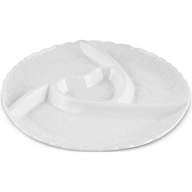 Resim Karaca Pink Love Porselen Bölmeli Sunum Tabağı Beyaz 26 Cm Beyaz 