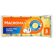 Resim Genel Markalar Macromax Klasik Yeşil Oluklu Mutfak Süngeri 5'li 