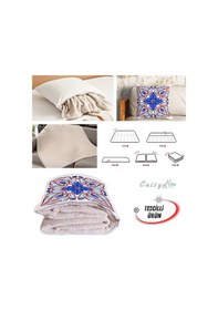 Resim Soft Etnik Desen Tv Battaniyeli Opsiyonel Dekoratif Yastık Kırlent 2 İn 1 Battaniye Çok Renkli 