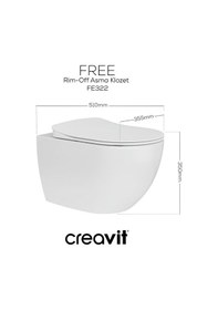 Resim Creavit Free Beyaz Kanalsız Asma Klozet Fe322, Creavit Free Duck Duroplast Yavaş Kapak Diğer 