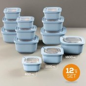 Resim 12'li 4x(600-1100-1800 Ml) Mikrodalga Ve Difrize Uygun Vip Kapaklı Özel Saklama Kabı Seti Mavi Vienev