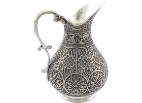 Resim Copperdone Ağır El Işlemeli Gümüş Eskitme Bakır Sürahi Osmanlı Koleksiyonu 11 