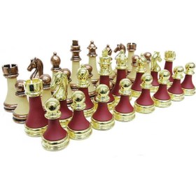 Resim ZS DEMİR Satranç Taşı Zamak Polyester Krem Bordo Dekoratif Hediyelik 