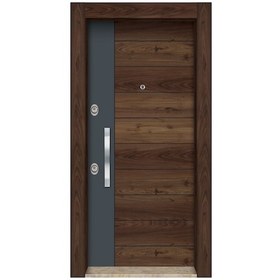 Resim Çelik Kapı Modelleri Ahşap Kaplama Düz Model Daire Kapısı Sol 25 