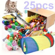 Resim 25 adet Kedi Oyuncakları Karışık Paket. Çeşitli Plastik Oyuncaklar ve Peluş Oyuncaklar Çoklu Kediler İçin Uygun. Her Gün Kedinize Farklı Oyuncaklar Verin. Renk, Stil, Şekil ve Boyut Rastgele, Yapay Polyester Tüy, Pil Olmadan 