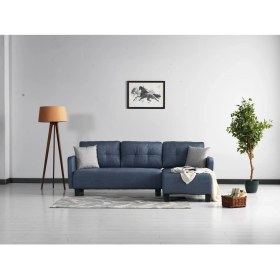 Resim Meşe Home Puzzle Kılıflı Süngerli Nubuk Kumaş Buz Mavisi Plastik Ayak Köşe Takımı 