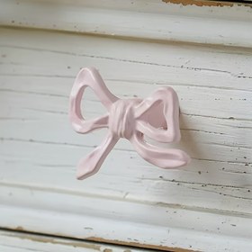 Resim 1 adet Zarif Pembe Kurdele Metal Çekmece Kolu - Antika Çinko Alaşım Kaplama, Ev Dekoru için Güvenli Tutuş, Dolaplar ve Çekmeceler için İdeal, Çekmeceler için Kurdele Kolu | Dekoratif Kolu | Antika Kaplama 