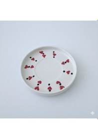 Resim Kalp Desenli Büyük Boy Seramik Kahve Fincanı - Filtre Kahve Ve Double Kahve İçin Beyaz - Kırmızı 