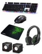 Resim Everest Grup 5in1 Oyuncu Klavye Mouse Mause Pad Seti Kablolu Rgb 1+1 Speaker Set Gamer Pc Oyun Seti Klavye Razer 