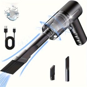 Resim 1 adet Yüksek Emişli Çift Turbinli Motor Kablosuz El Tipi Süpürge - Taşınabilir, Kablosuz, Crevice Aracı Dahil - Ev ve Araba Temizliği, Pet Saçları, Artıkların Temizlenmesi için Harika. 