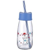 Resim Evvano Tıkla Fırsatları Yakala Pipetli Su Ve Süt Şişesi Cam 250 ML - Mavi 