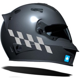 Resim Yaldızlı Gümüş Damalı Kask Motosiklet Sticker Takımı Çınar Extreme 