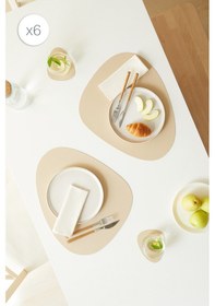 Resim Home Wave 6'lı Bej/taş Renk Suni Deri Amerikan Servis Set 45 X 36 Cm Bej 