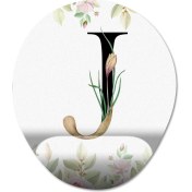 Resim Pixxa J Harfi - Çiçekli Harf Bilek Destekli Mousepad Model - 1 Oval 