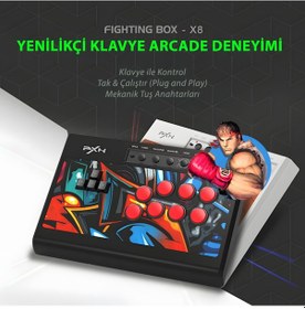 Resim Pxn X8 Arcade Stick Oyun Kumandası Mekanik Tuşlu Vewlıx Layout Ps3 / Ps4 / Pc / Xbox / Switch Uyumlu 