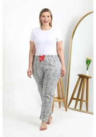 Resim Akbeniz Kadın Pamuklu Büyük Beden Alt Pijama 27558 Gri 