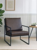 Resim WATERYBROOK Tekli Koltuk, İskandinav Berjer, Balkon, Bahçe, Ofis Çay Seti, Deri Kumaş, Metal İskelet 