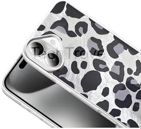 Resim Apple İphone 16 Plus Kılıf İpeksi Desenli Tasarımlı Kamera Koruma Çıkıntılı A+ Kalite Kapak Gri Leopar 