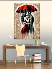 Resim Kanvas Tablo Romantik Kırmızı Şemsiye, 70 x 100 