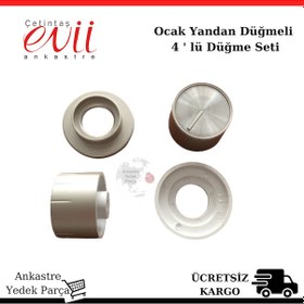 Resim Çetintaş Evii Ankastre Setüstü Ocak Gri 4 Lü Yandan Düğme Seti - 376804899 