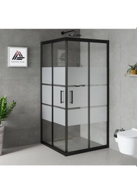 Resim Vesta D100 Kare Duşakabin Siyah Profil Kumlu Cam H: 190 Cm Diğer 