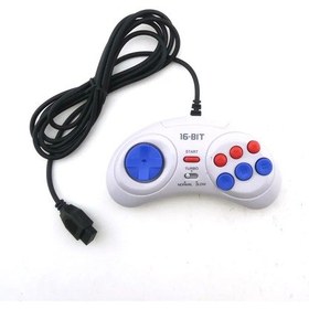 Resim A-16 Bit Klasik Kablolu Oyun Denetleyicisi İçin Sega Genesis 6 Düğme Gamepad Sega Mega Sürücü Modu Hızlı Yavaş Beyaz 
