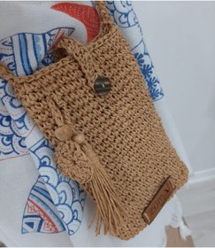 Resim ZÜMAL Lüx El Örgü Kağıt Ip Kadın Omuz Telefon Çantası 