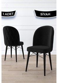 Resim Canisa Bika Serisi 1 Adet Siyah Mutfak Sandalyesi Siyah Gürgen Ayaklı 1. Sınıf Babyface Kumaş Sandalye Siyah Ayaklar Siyah 