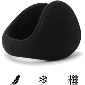 Resim Net Tekstil Siyah Polar Kışlık Ense Tipi Kulaklık Soğuk Geçirmez Unisex Pamuklu 