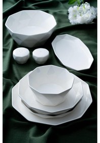 Resim Acar Diamond 29 Parça Porselen Yemek Takımı Beyaz 