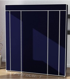 Resim PORMET Çelik Profilli Lacivert Renk Bez Dolap, Kumaş Gardırop 