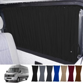 Resim Oto Pandami Volkswagen Crafter 1.nesil Uzun Şase 2006-2016 Uyumlu Siyah Raylı Oto Perde Takımı 