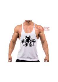 Resim Gym Tank Top Fitness Sporcu Atleti Gym87 Beyaz 