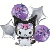 Resim 5 adet for kuromi Mor Alüminyum Folyo Balonlar - Yuvarlak, Karışık Renklerde "for kuromi için" Tasarımı Doğum Günü Partileri, Tatiller ve Ev Dekoru için 